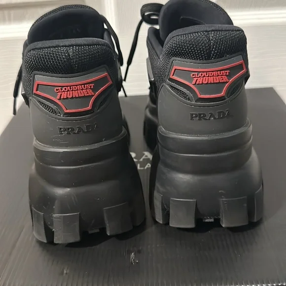 Prada Calzature Donna Nero maglia tech rubber wedge sneakers, Sz 35.5 - Picture 5 of 16